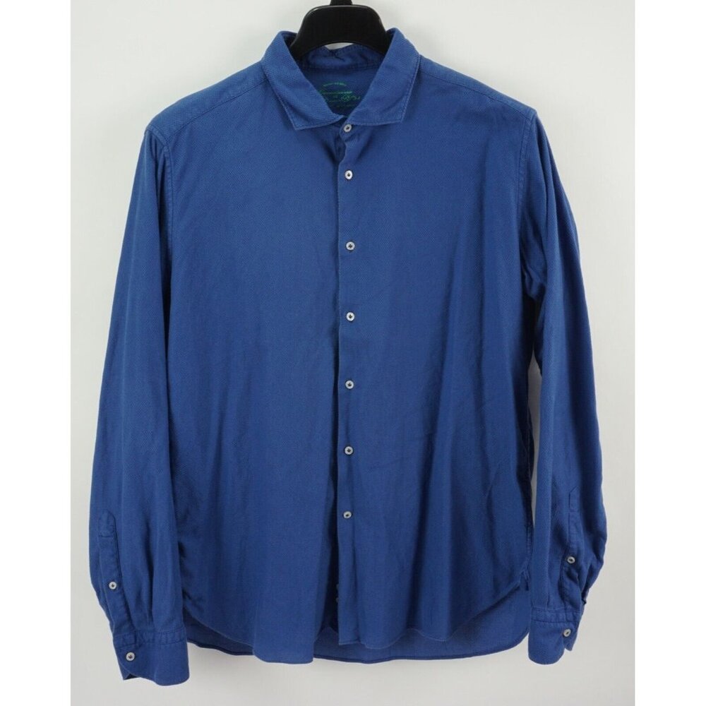 Camicissima Mens XL 44 Large Long Sleeve Blue Special Knit Pique Button Up Shirt